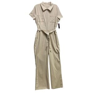 NWT No Boundaries Juniors Size  XXXL Utility Jumpsuit With Zipper Beige One Pc